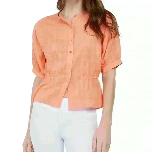 MICHAEL MICHAEL KORS Short-Sleeve Peplum Summer Top - Picture 1 of 9